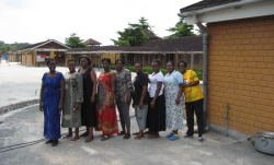 All moms together at the kitchen building.